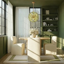 Esmara Traditional Green Glass 6 Light Globe Chandelier|