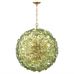 Esmara Traditional Green Glass 12 Light Globe Chandelier|