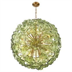 Esmara Traditional Green Glass 12 Light Globe Chandelier|