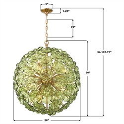 Esmara Traditional Green Glass 12 Light Globe Chandelier|