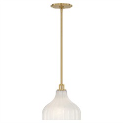 Leland Updated Traditional Fluted White Glass Pendant - 10"|