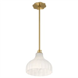 Leland Updated Traditional Fluted White Glass Pendant - 10"|