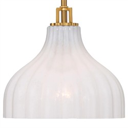 Leland Updated Traditional Fluted White Glass Pendant - 10"|