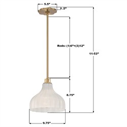 Leland Updated Traditional Fluted White Glass Pendant - 10"|