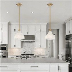 Leland Updated Traditional Fluted White Glass Pendant - 10"|