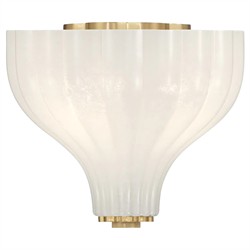 Leland Updated Traditional Fluted White Glass Semi Flush Mount|