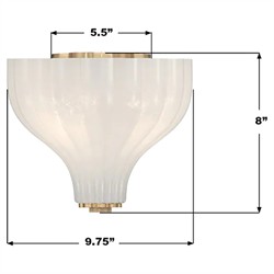 Leland Updated Traditional Fluted White Glass Semi Flush Mount|
