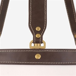 Finley Traditional Brown Leather Trim White Linen 3 Light Pendant|