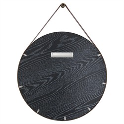 Finley Traditional Brown Leather Strap Gold Round Wall Mirror|