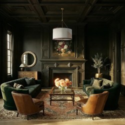 Finley Traditional Brown Leather Trim White Linen Drum Pendant|