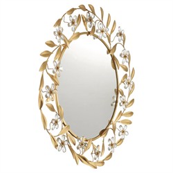 Marielle Traditional Gold Hand-Cut Crystal Floral Wall Mirror|