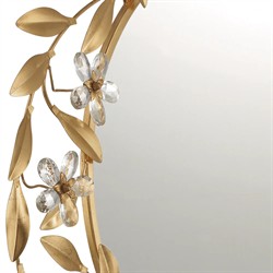 Marielle Traditional Gold Hand-Cut Crystal Floral Wall Mirror|