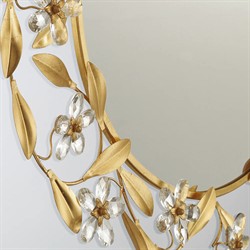Marielle Traditional Gold Hand-Cut Crystal Floral Wall Mirror|