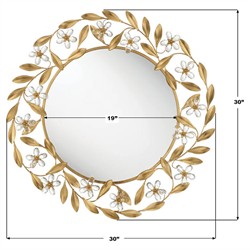 Marielle Traditional Gold Hand-Cut Crystal Floral Wall Mirror|
