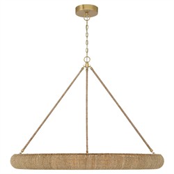 Harlowe Coastal Natural Woven Lake Grass Ring Chandelier|