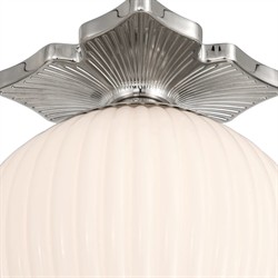 Arden Traditional Polished Nickel White Ribbed Glass Semi Flush Mount|