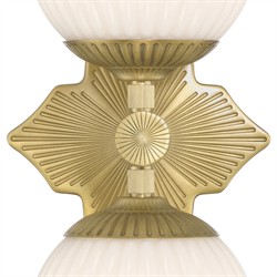 Arden Traditional Aged Brass White Ribbed Glass 2 Light Sconce|