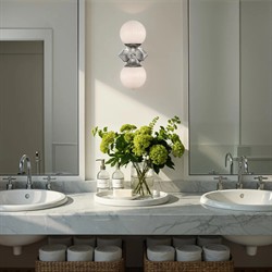 Arden Traditional Polished Nickel White Ribbed Glass 2 Light Sconce|