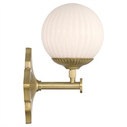 Arden Traditional Aged Brass White Ribbed Glass 1 Light Sconce|