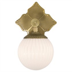Arden Traditional Aged Brass White Ribbed Glass 1 Light Sconce|