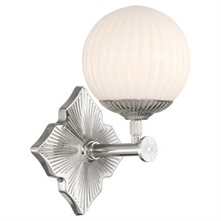 Arden Traditional Polished Nickel White Ribbed Glass 1 Light Sconce|