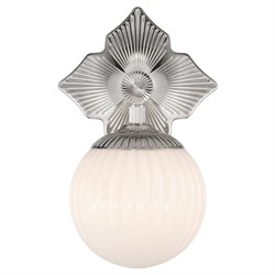 Arden Traditional Polished Nickel White Ribbed Glass 1 Light Sconce|
