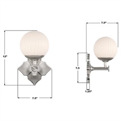 Arden Traditional Polished Nickel White Ribbed Glass 1 Light Sconce|