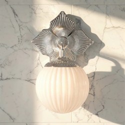 Arden Traditional Polished Nickel White Ribbed Glass 1 Light Sconce|