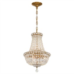 Amira Updated Traditional Aged Brass Crystal 5 Light Chandelier|