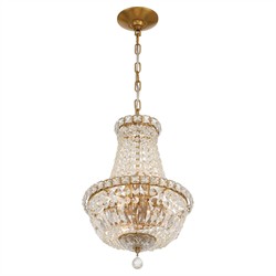 Amira Updated Traditional Aged Brass Crystal 5 Light Chandelier|