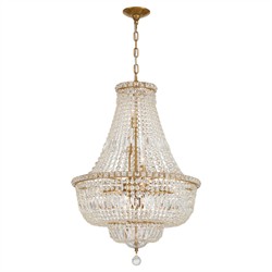 Amira Updated Traditional Aged Brass Crystal 9 Light Chandelier|