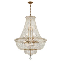 Amira Updated Traditional Aged Brass Crystal 15 Light Chandelier|