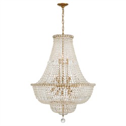 Amira Updated Traditional Aged Brass Crystal 15 Light Chandelier|