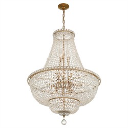 Amira Updated Traditional Aged Brass Crystal 15 Light Chandelier|