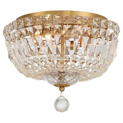 Amira Updated Traditional Aged Brass Crystal 4 Light Flush Mount|