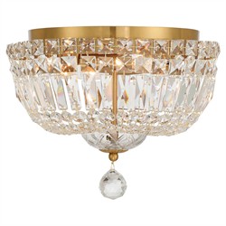 Amira Updated Traditional Aged Brass Crystal 4 Light Flush Mount|