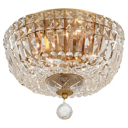 Amira Updated Traditional Aged Brass Crystal 4 Light Flush Mount|
