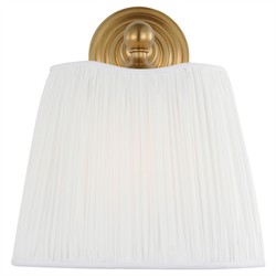 Visual Comfort Matos Traditional White Silk Pleated Antique Brass Armed Sconce|