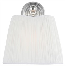 Visual Comfort Matos Traditional White Silk Pleated Polished Nickel Armed Sconce|