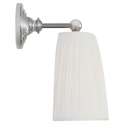 Visual Comfort Matos Traditional White Silk Pleated Polished Nickel Armed Sconce|