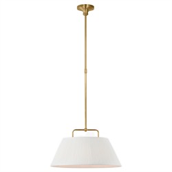 Visual Comfort Serrato White Silk Pleated Antique Brass Hanging Shade - 14"|