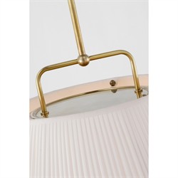 Visual Comfort Serrato White Silk Pleated Antique Brass Hanging Shade - 14"|