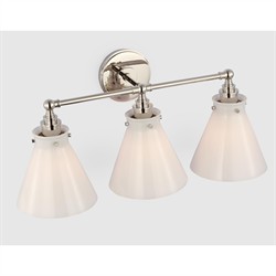 Visual Comfort Parkington White Glass Polished Nickel 3 Light Bath Bar|