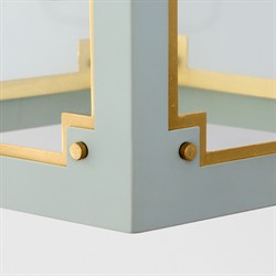 Visual Comfort Caddo Traditional Glass Shade Celadon Blue Steel Lantern|