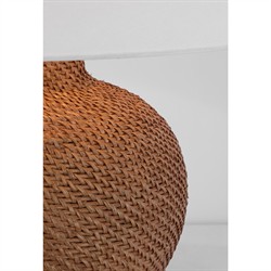 Visual Comfort Avedon Coastal Beach White Linen Shade Natural Rattan Table Lamp|