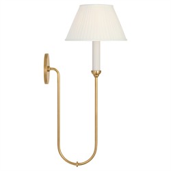 Visual Comfort Ingela White Silk Pleated Antique Brass Single Armed Sconce|