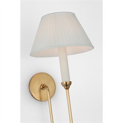 Visual Comfort Ingela White Silk Pleated Antique Brass Single Armed Sconce|