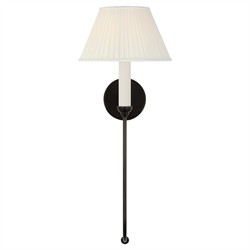 Visual Comfort Ingela White Silk Pleated Modern Iron Single Armed Sconce|