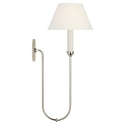 Visual Comfort Ingela White Silk Pleated Polished Nickel Single Armed Sconce|
