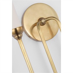 Visual Comfort Ingela White Silk Pleated Antique Brass Double Armed Sconce|